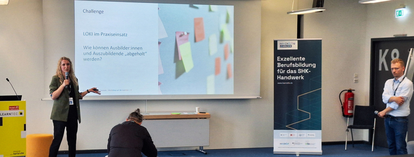 Christoph Hügle und Franziska Schwehm von learn.SHK halten einen Workshop auf der Learntec 2026